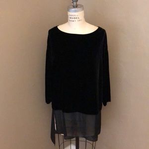 Eileen Fisher Sheer black Silk Georgette top.